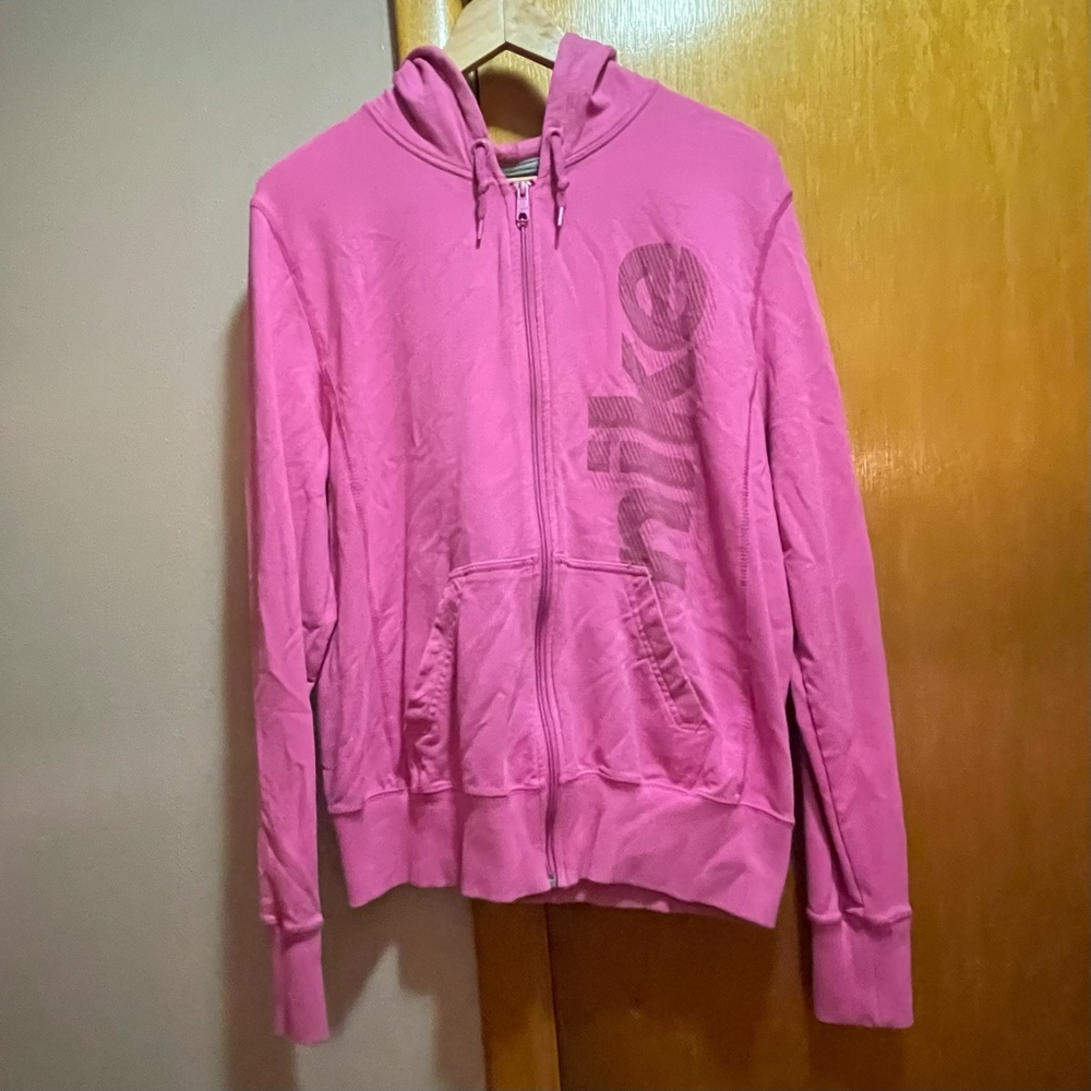 Nike Dri-FIT Pink Zip Up Hoodie Jacket Womens Large Sporty Y2K Activewear - Picture 2 of 12